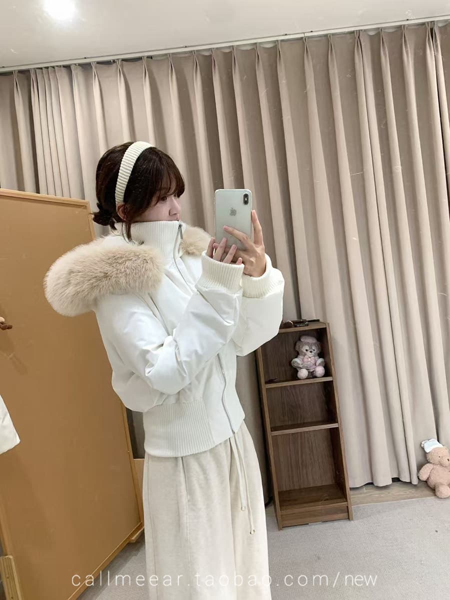 핑크색 모피 칼라 후드 쇼트 스타일 면 의류 여성 겨울 새로운 슈퍼 잘 생긴 허리 수축 재킷 큰 모피 칼라 아래 면화 의류 상세 이미지 15