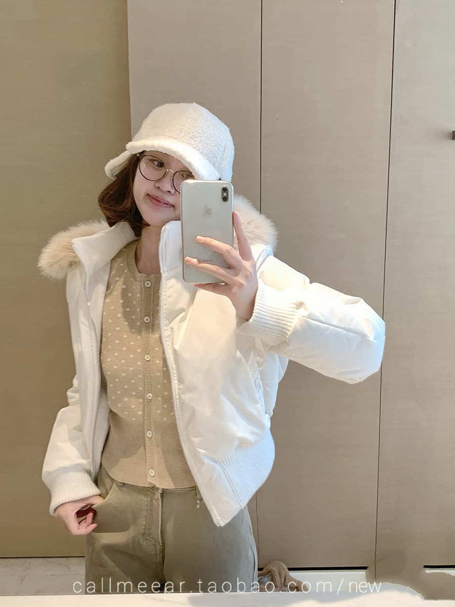 핑크색 모피 칼라 후드 쇼트 스타일 면 의류 여성 겨울 새로운 슈퍼 잘 생긴 허리 수축 재킷 큰 모피 칼라 아래 면화 의류 상세 이미지 21