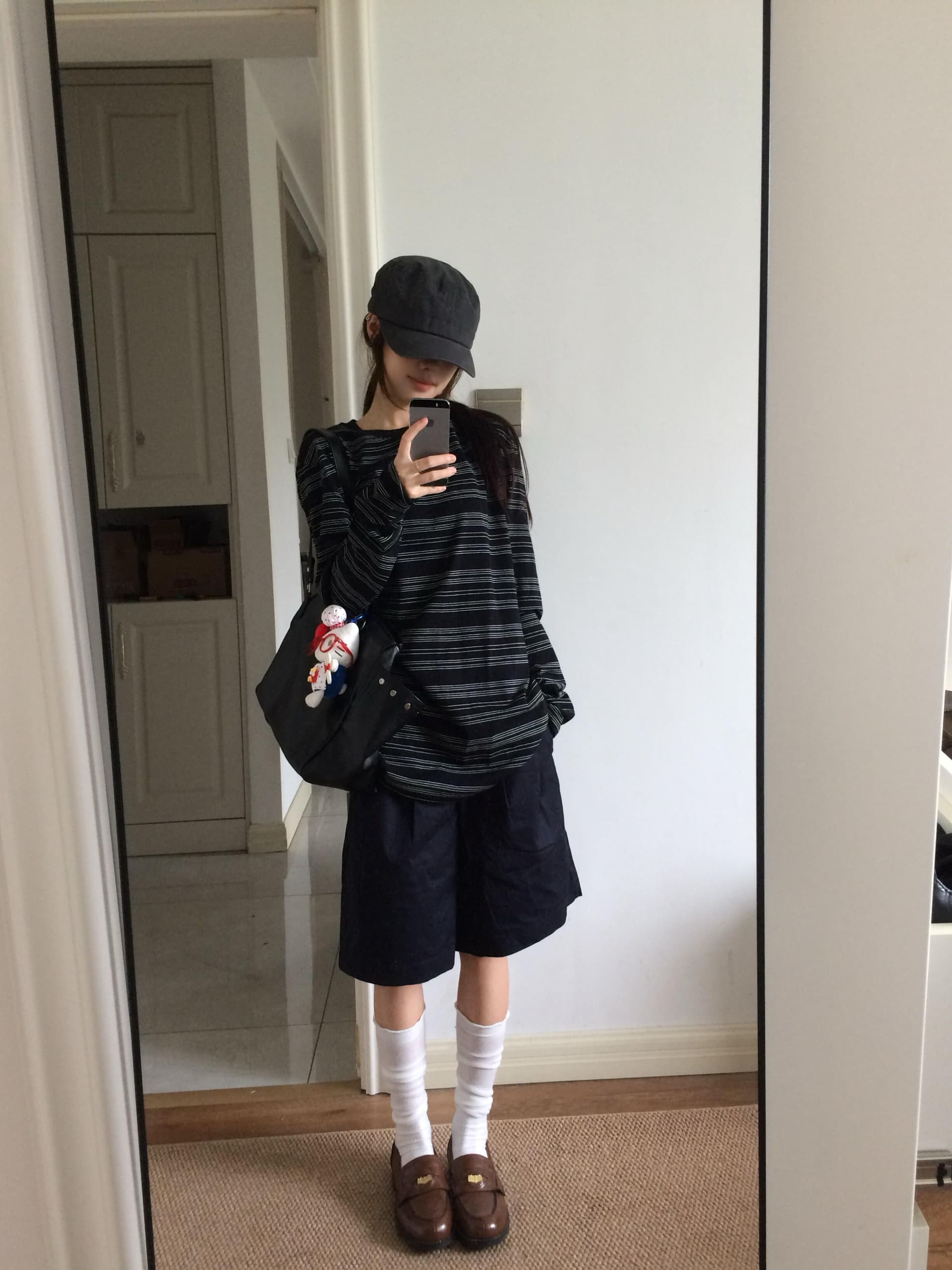 리브 라운드 넥 긴팔 티셔츠 가을 루즈핏 표지 배 기본 셔츠 맨위 여성 이미지 3