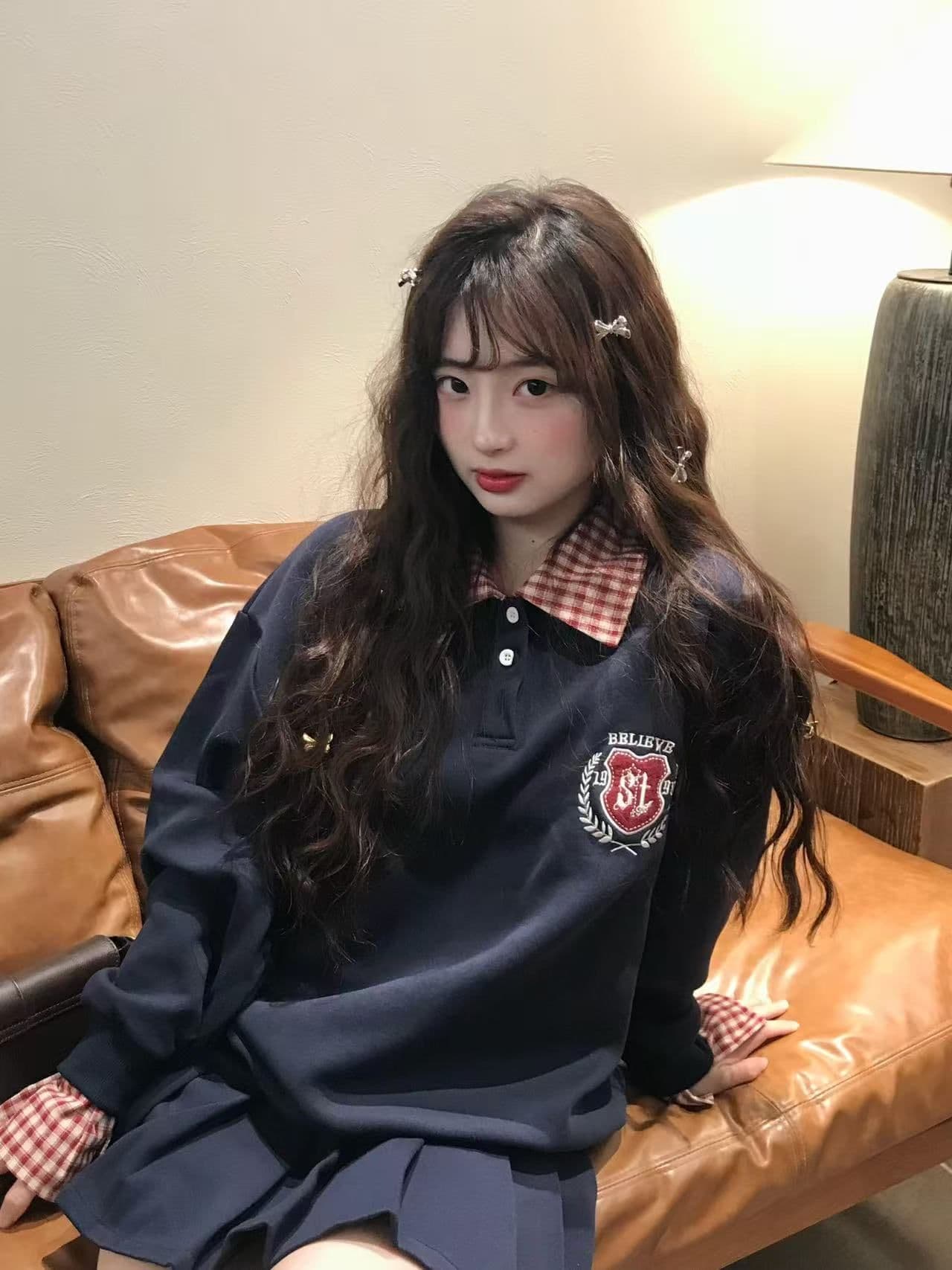 한국 chic 한국 스타일 폴로 칼라 polo 후드티 여성 코트 2026 가을 겨울 새로운 아메리칸 핫걸 자수 긴팔 트렌디 상세 이미지 11