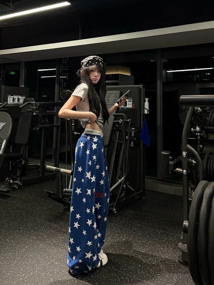 새로운 하라주쿠 일본식 품격 트렌드 ins 새로운 캐주얼 바지 별 바지 웨이 바지 미니멀리즘 문예 상세 이미지 6