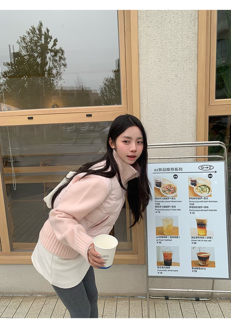 양모 패치워크 2026 가을 겨울 새로운 프랑스식 품격 디자인 센스 작은 대중 쇼트 스타일 화이트 다운 재킷 보온 재킷 상세 이미지 19