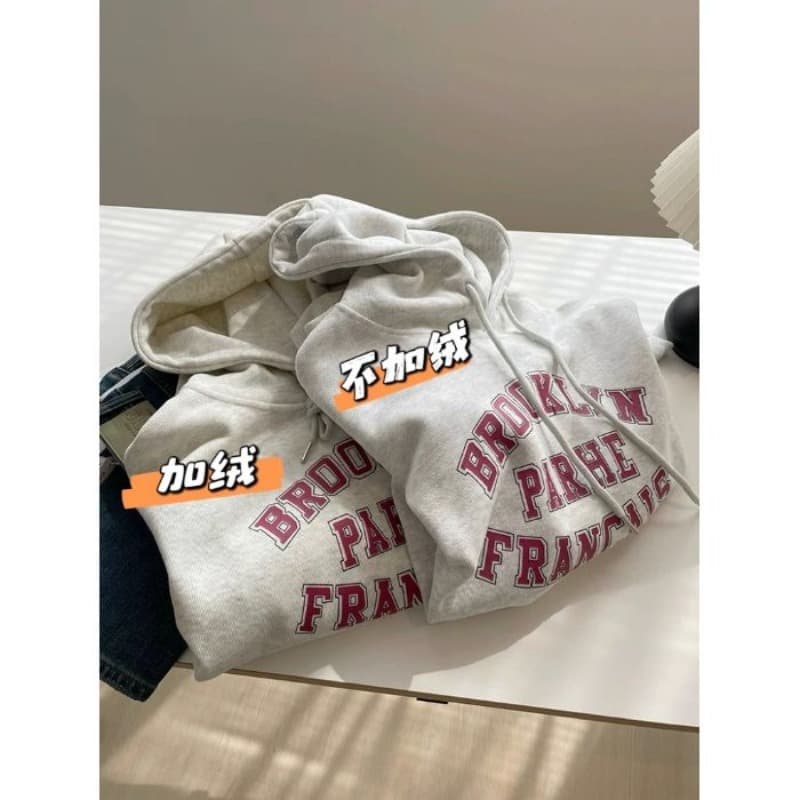 2026 한국 스타일 새로운 가을 겨울 의류 맨위 루즈핏 후드 얇은 스타일 털이 있는 후드티 트렌디 ins 여성 이미지 5