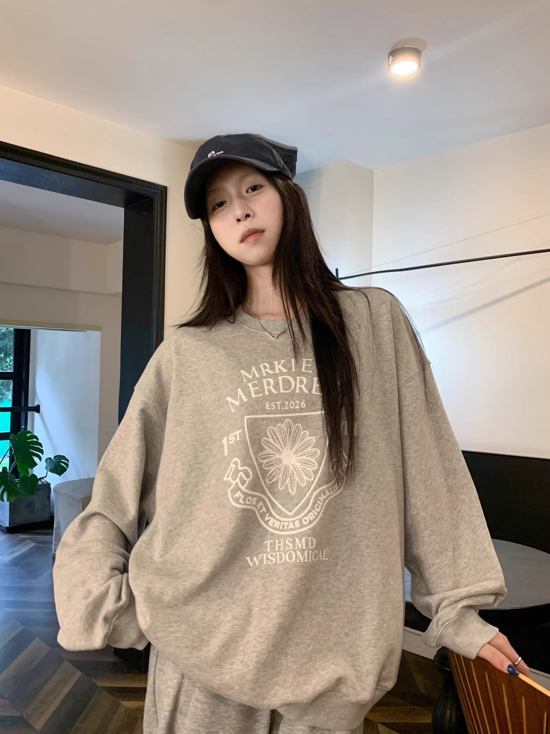 2026 한국 스타일 새로운 가을 겨울 의류 맨위 oversize 라운드 넥 후드티 트렌디 ins 여성