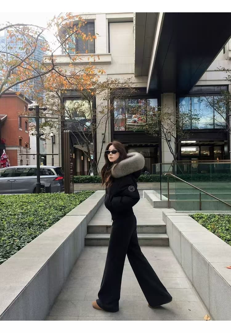 한 부서 큰 모피 칼라 후드 아래 면화 의류 여성 겨울 두꺼운 슬림해 보이는 출퇴근 다용도 빵 외투 상세 이미지 1