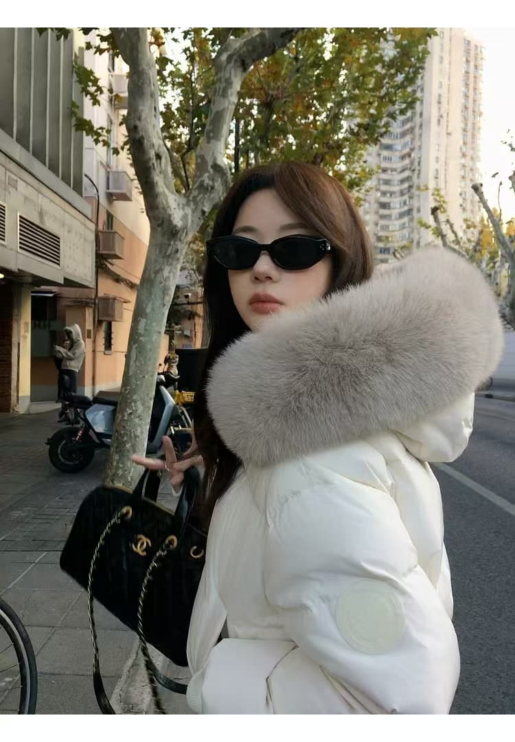 한 부서 큰 모피 칼라 후드 아래 면화 의류 여성 겨울 두꺼운 슬림해 보이는 출퇴근 다용도 빵 외투 상세 이미지 14