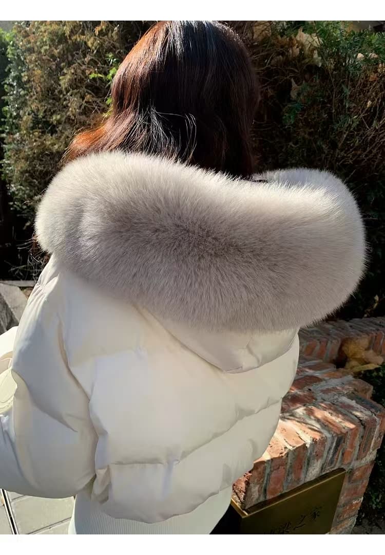 한 부서 큰 모피 칼라 후드 아래 면화 의류 여성 겨울 두꺼운 슬림해 보이는 출퇴근 다용도 빵 외투 상세 이미지 16