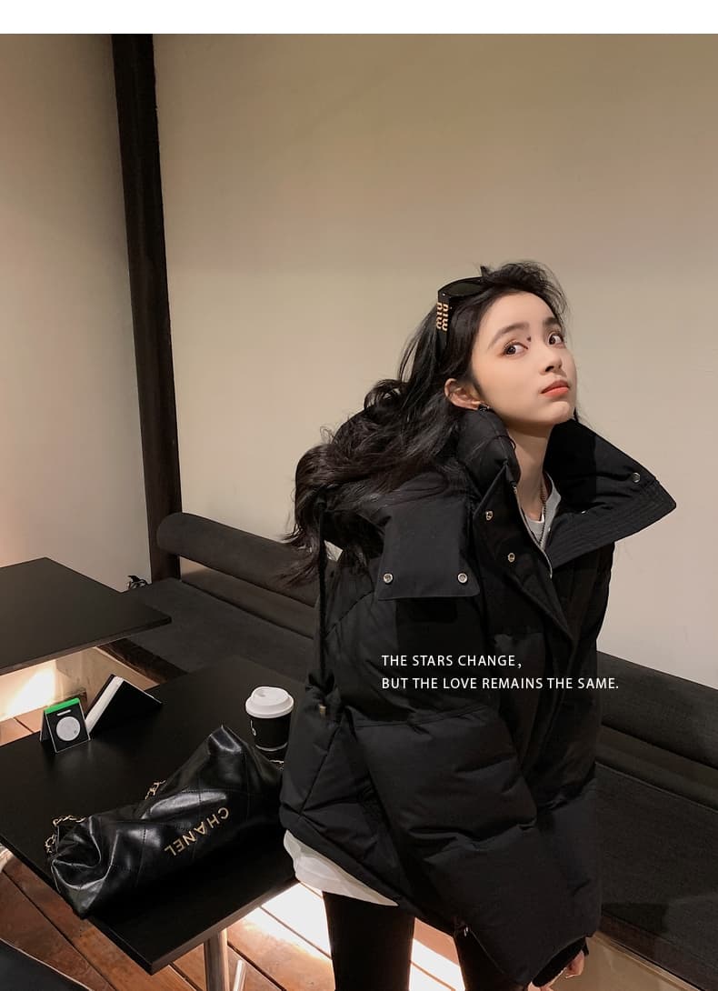 우유 파란색 다운 재킷 2026 년 새로운 남녀 커플 두꺼운 작은 대중 디자인 센스 빵 겨울 면 옷 재킷 상세 이미지 28
