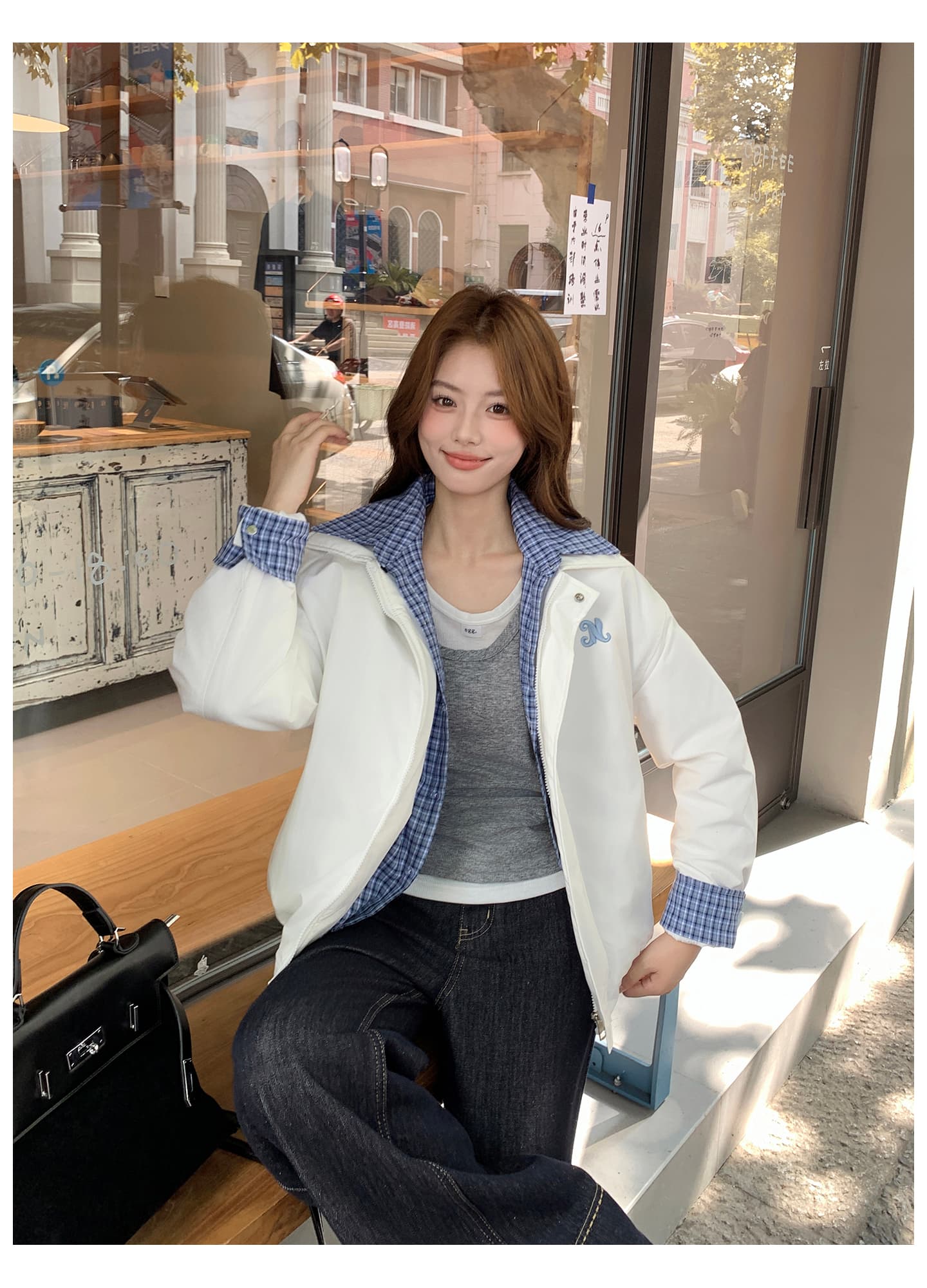 페이크 레이어드 여성 코트 2026 년 새로운 겨울 폴로 칼라 루즈핏 한 부서 착용 가져 가라. 고급 센스 면 옷 재킷 상세 이미지 3