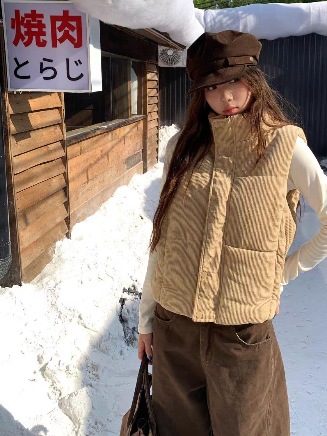 대외 무역 폭발 한 부서 새로운 가을 겨울철 코듀로이 아래 면화 의류 면 조끼 여자 어깨 재킷 조끼 여성 이미지 3
