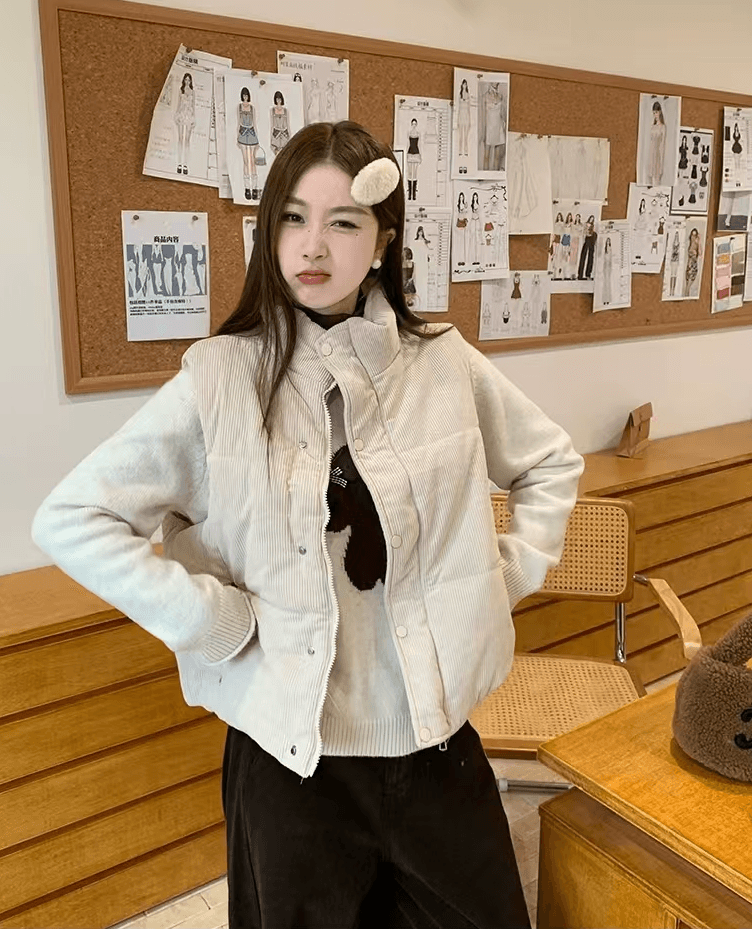 대외 무역 폭발 한 부서 새로운 가을 겨울철 코듀로이 아래 면화 의류 면 조끼 여자 어깨 재킷 조끼 여성 상세 이미지 9