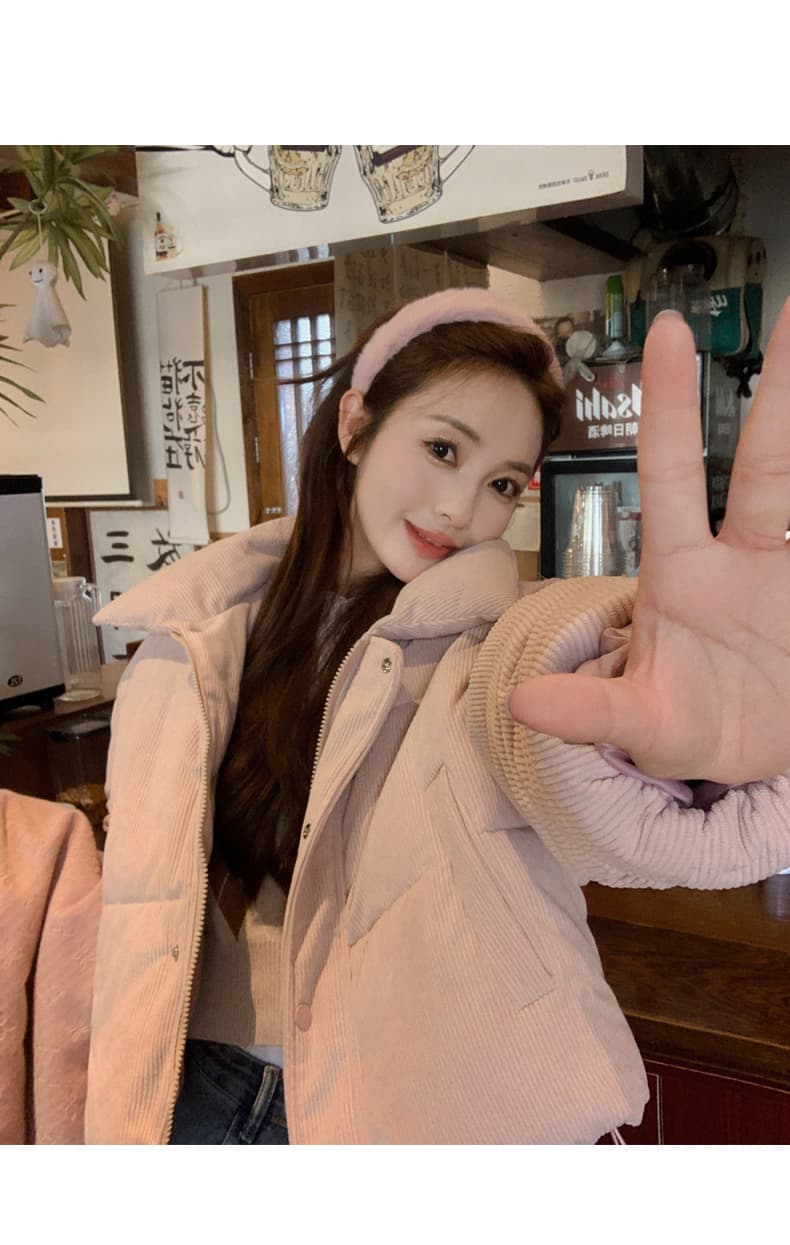 실사 ins 아래 면화 의류 코듀로이 재킷 겨울 새로운 쇼트 스타일 작은 키 두꺼운 학생 패딩 재킷 여성 상세 이미지 19