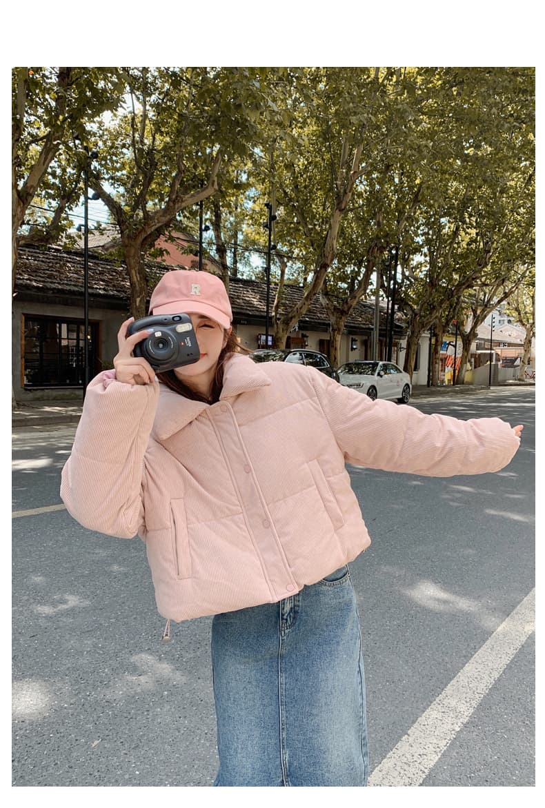 실사 ins 아래 면화 의류 코듀로이 재킷 겨울 새로운 쇼트 스타일 작은 키 두꺼운 학생 패딩 재킷 여성 상세 이미지 26