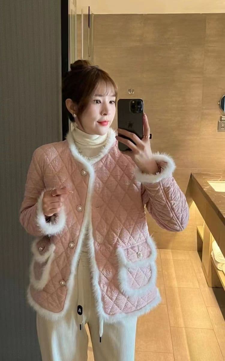 인터넷 유명인 작은 샤넬 스타일 면 의류 여성 2026 년 겨울 새로운 빛 럭셔리 패션 링 그리드 솜을 넣은 두꺼운 폭발 재킷 상세 이미지 7