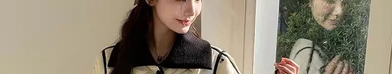 겨울 루즈핏 다용도 면 옷 작은 샤넬 스타일 두꺼운 보온 면 의류 고급 센스 프랑스식 프린트 경량 다용도 여성 상세 이미지 4