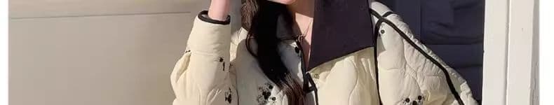 겨울 루즈핏 다용도 면 옷 작은 샤넬 스타일 두꺼운 보온 면 의류 고급 센스 프랑스식 프린트 경량 다용도 여성 상세 이미지 12