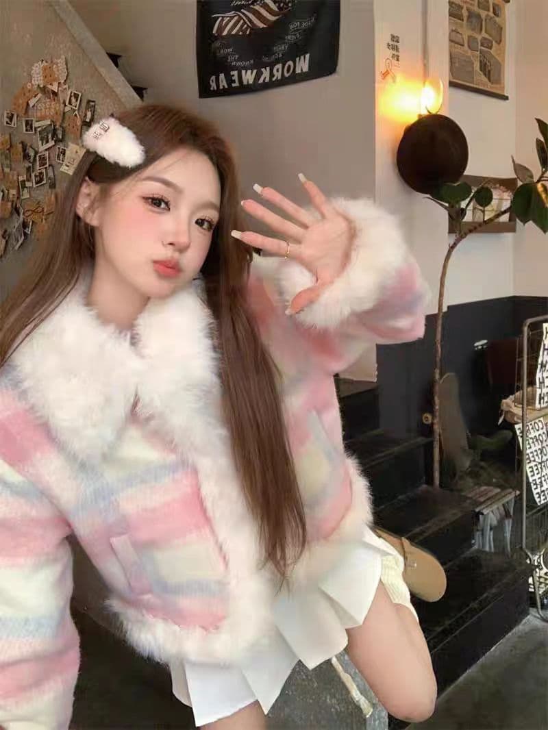 모직 작은 샤넬 스타일 여성 코트 가을 겨울철 새로운 작은 키 고급 센스 품격 털이 있는 두꺼움 면 의류 쇼트 스타일 면 옷 상세 이미지 5