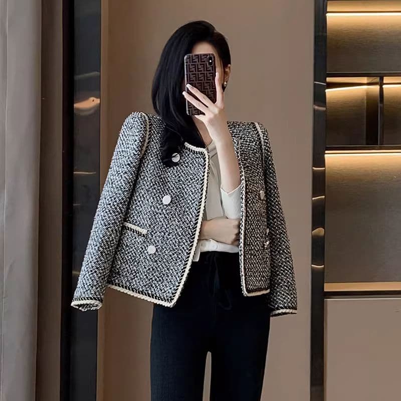 2026 새로운 프랑스식 고급 센스 빛 럭셔리 고급 작은 키 Chic chic 작은 샤넬 스타일 정장 여성 코트 봄 가을