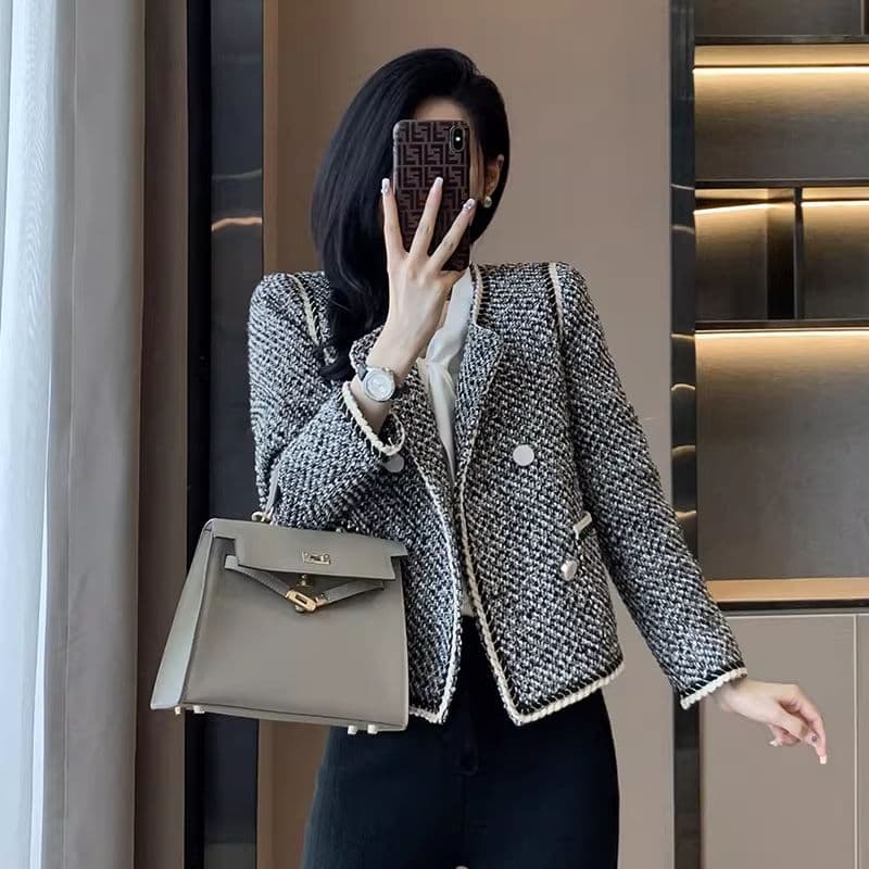 2026 새로운 프랑스식 고급 센스 빛 럭셔리 고급 작은 키 Chic chic 작은 샤넬 스타일 정장 여성 코트 봄 가을 이미지 2