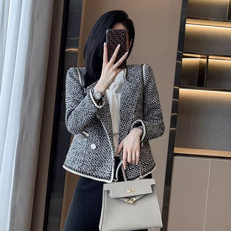 2026 새로운 프랑스식 고급 센스 빛 럭셔리 고급 작은 키 Chic chic 작은 샤넬 스타일 정장 여성 코트 봄 가을 이미지 3