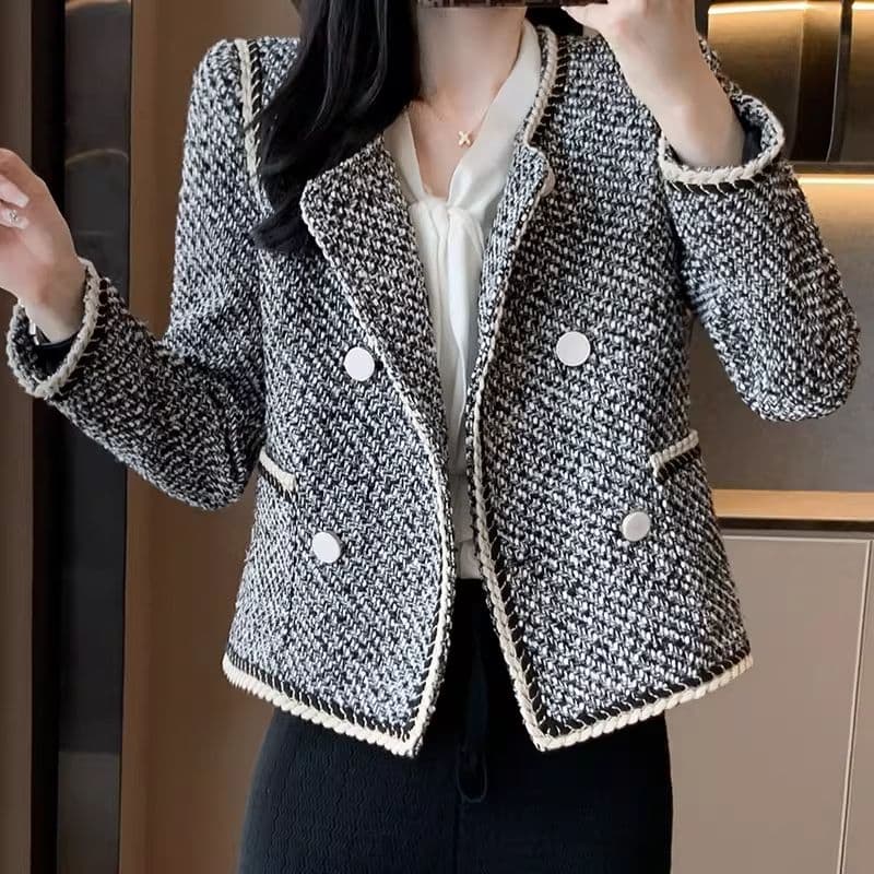 2026 새로운 프랑스식 고급 센스 빛 럭셔리 고급 작은 키 Chic chic 작은 샤넬 스타일 정장 여성 코트 봄 가을 이미지 5