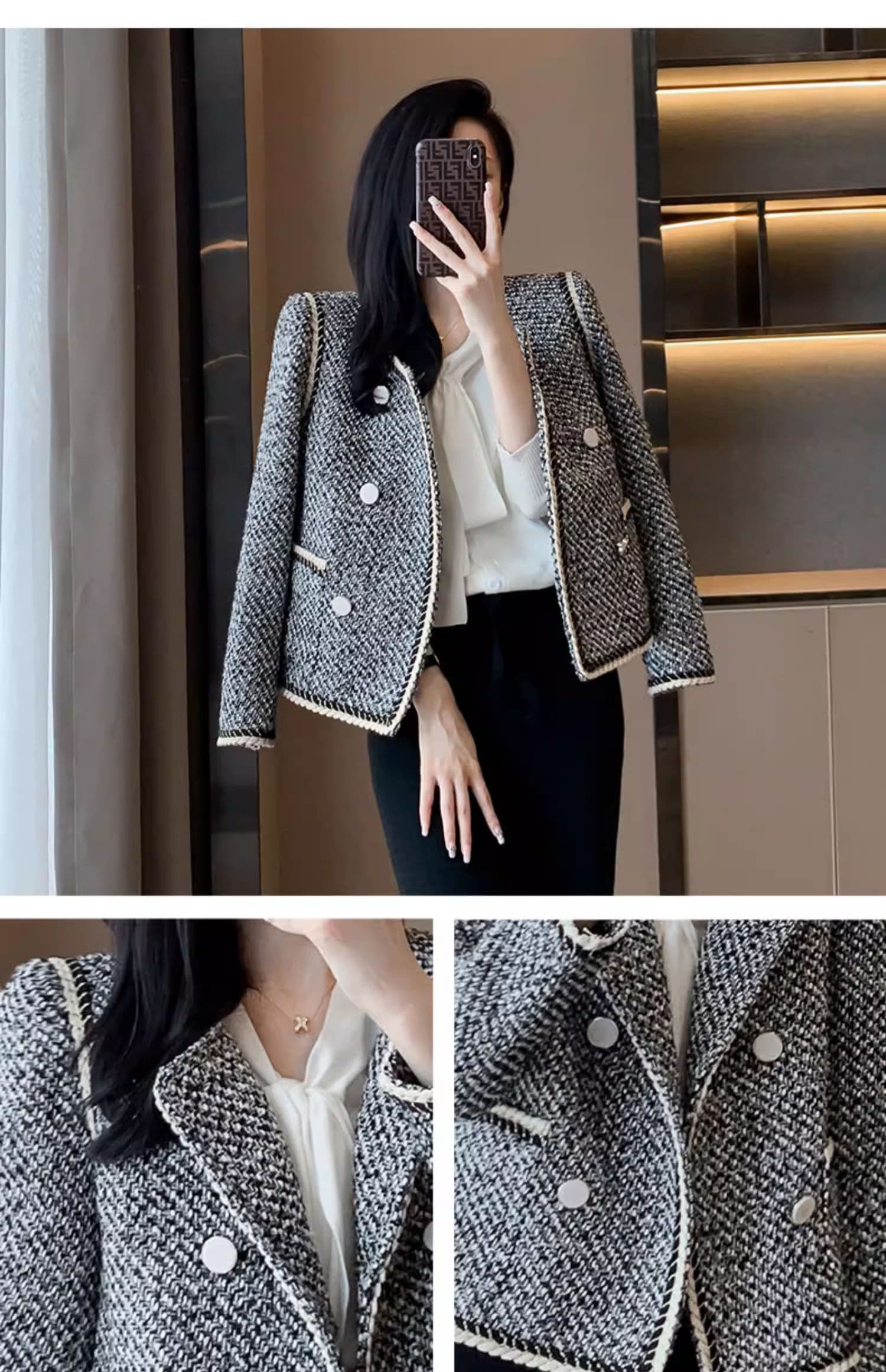 2026 새로운 프랑스식 고급 센스 빛 럭셔리 고급 작은 키 Chic chic 작은 샤넬 스타일 정장 여성 코트 봄 가을 상세 이미지 9