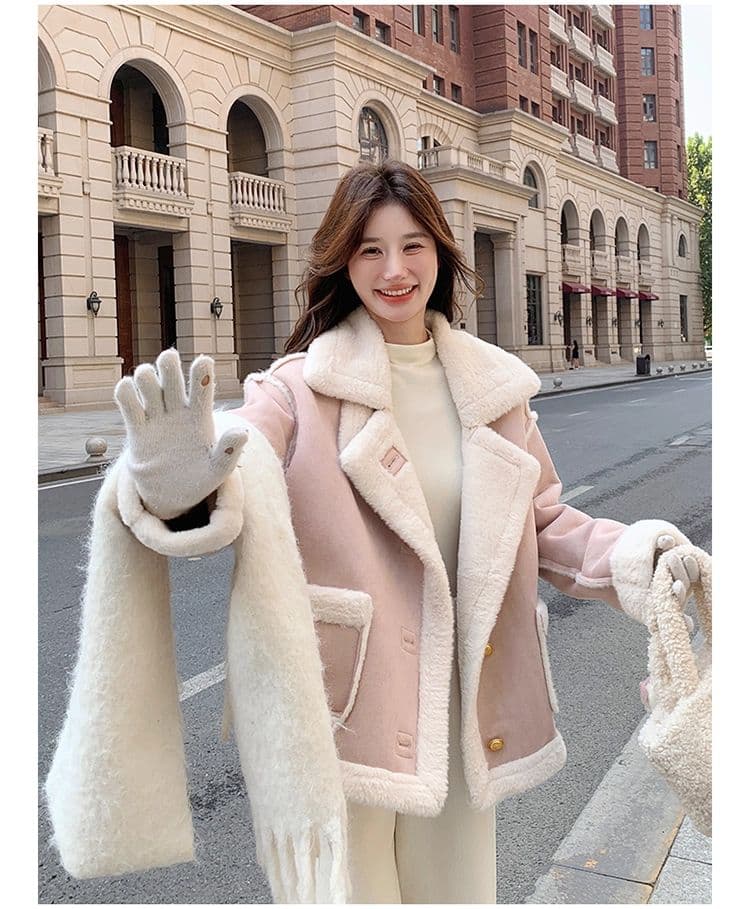 작은 샤넬 스타일 피모 하나 스웨이드 원단 여성 코트 2026 겨울 새로운 폭발 한 부서 털이 있고 두꺼운 오토바이 서비스 상세 이미지 13