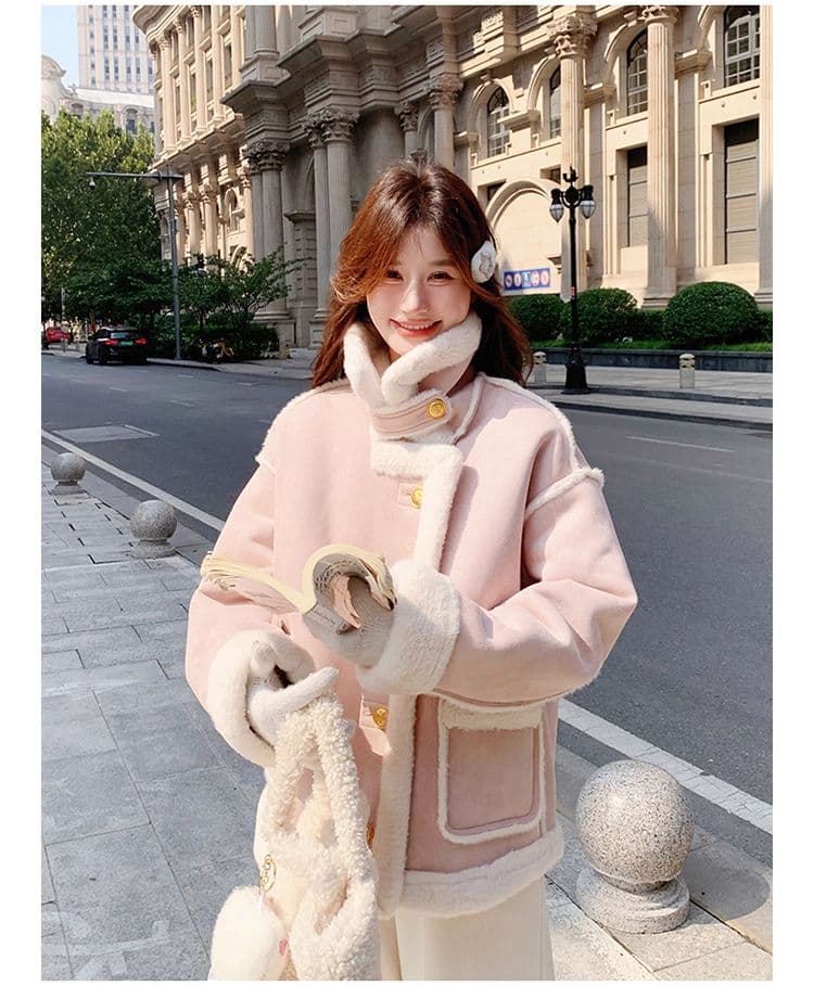 작은 샤넬 스타일 피모 하나 스웨이드 원단 여성 코트 2026 겨울 새로운 폭발 한 부서 털이 있고 두꺼운 오토바이 서비스 상세 이미지 22