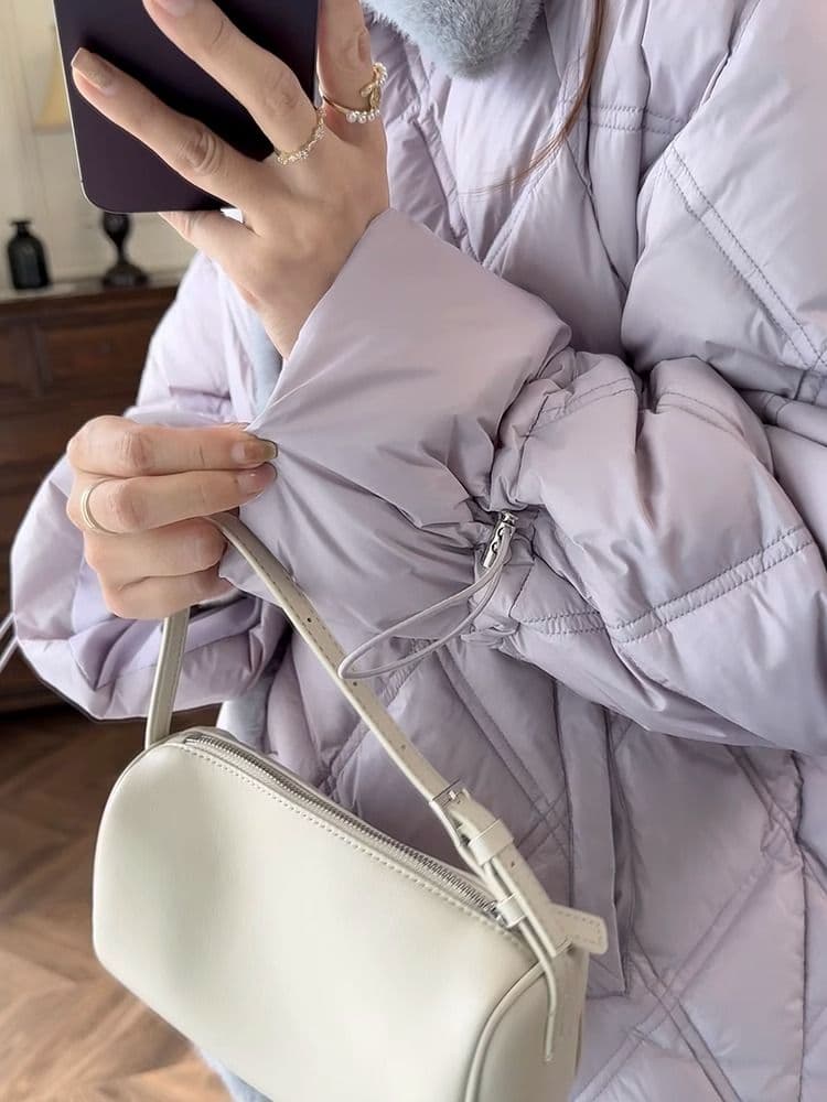 겨울 새로운 패션 새로운 색상 셔츠 스타일 라벤더 작은 샤넬 스타일 링 그리드 다운 재킷 여성 짧은 이미지 2