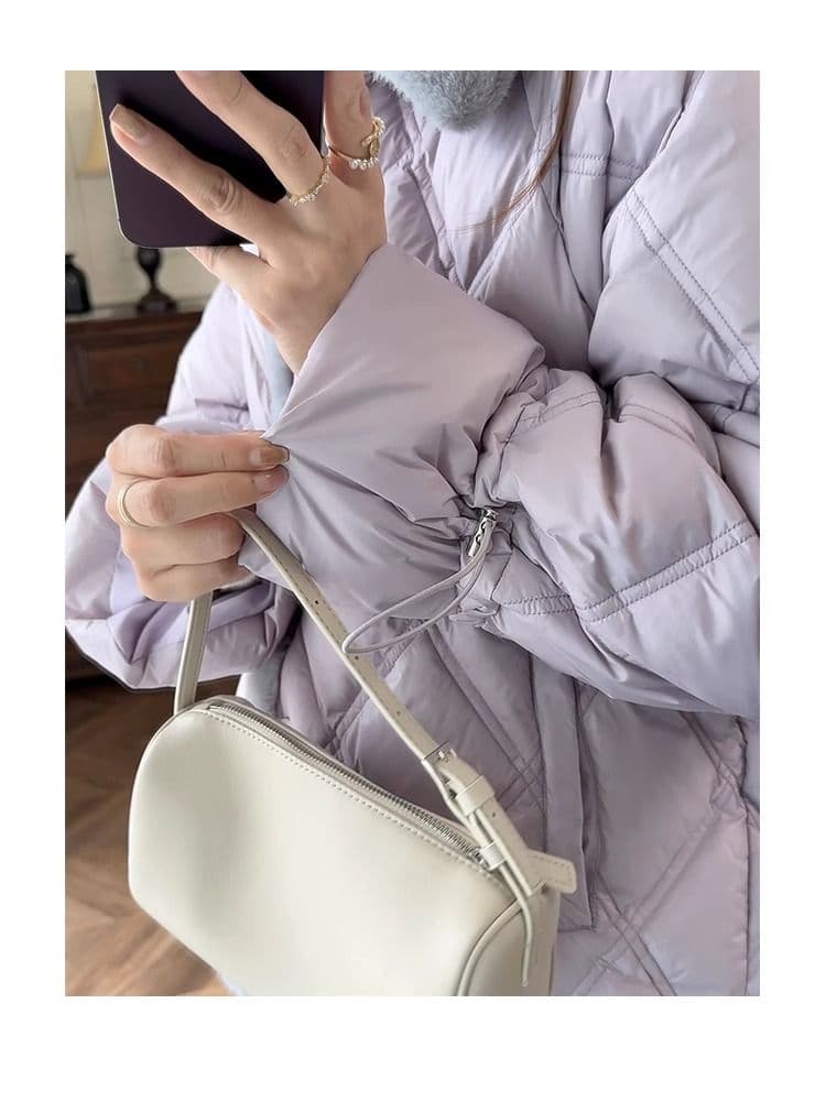 겨울 새로운 패션 새로운 색상 셔츠 스타일 라벤더 작은 샤넬 스타일 링 그리드 다운 재킷 여성 짧은 상세 이미지 10