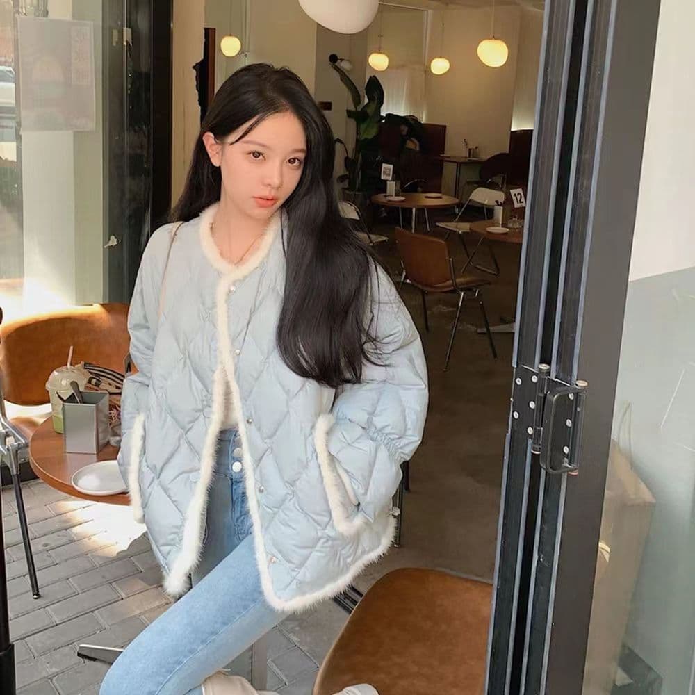 링 그리드 아래 면화 의류 여성 겨울 디자인 센스 작은 대중 얇고 가벼운 면 옷 새로운 폭발 고급 센스 짧은 외투