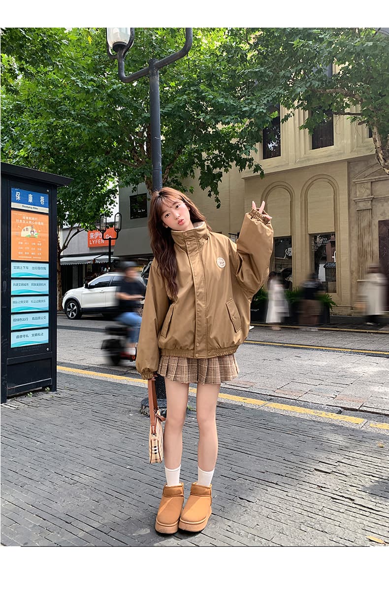아메리칸 레트로 쇼트 스타일 면 의류 여성 양털 털이 있는 목화 진딧물 겨울 새로운 학생 oversize 재킷 트렌디 상세 이미지 17