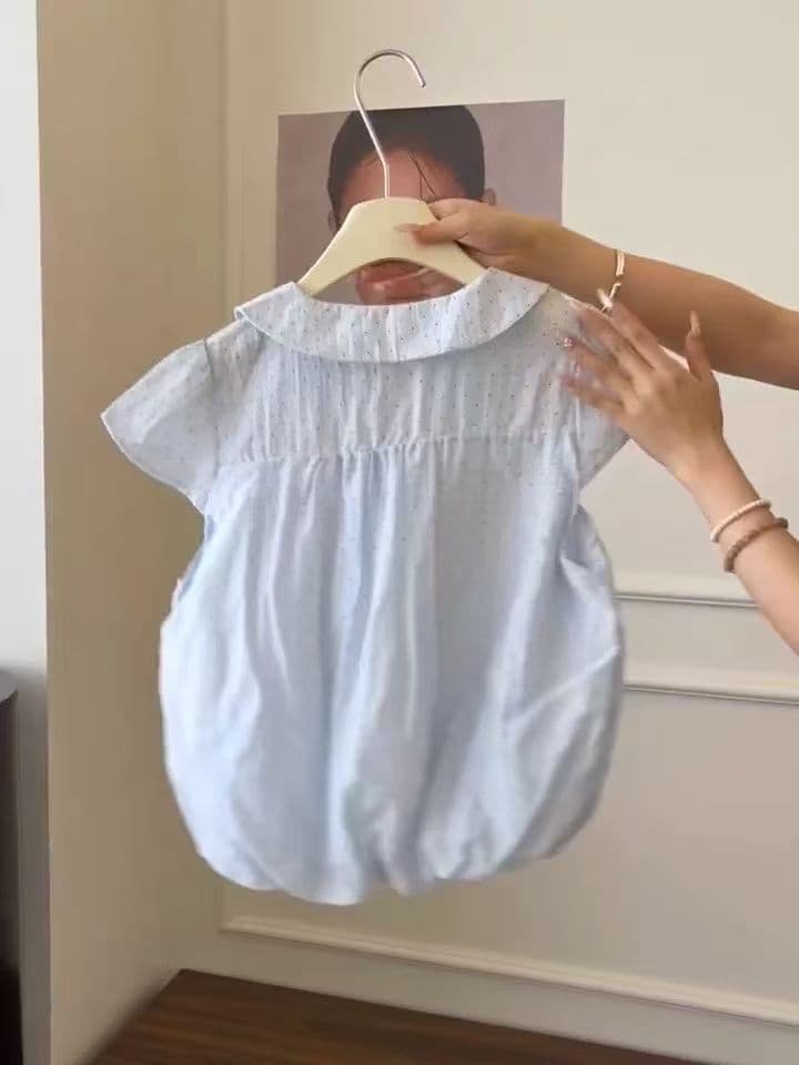 정가 파란색 베이비 칼라 도트 무늬 꽃밭 여성 셔츠 여름 Chic 잘 생긴 회색 반신 스커트 투피스 세트 상세 이미지 3