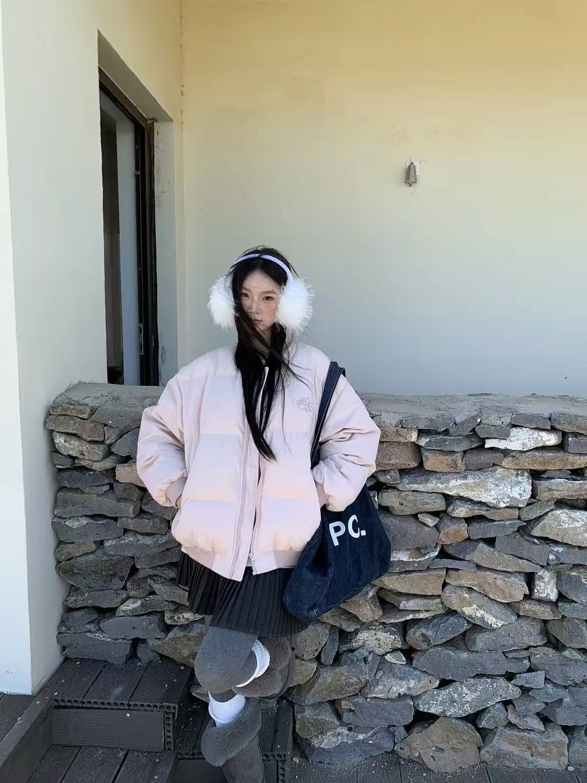 레드 맨 파빌리온 다운 재킷 여자 겨울 2026 새로운 자이언트 잘 생긴 ~ 중 쇼트 스타일 핑크색 캐주얼 재킷 야구 유니폼 상세 이미지 4