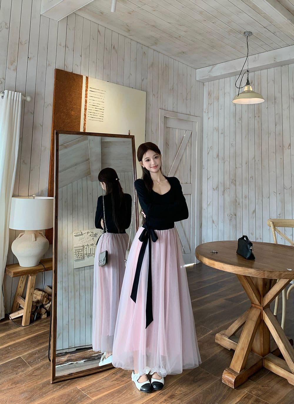 프랑스식 부드러운 바람 드레스 배색 패치워크 생일 치마 아이들 가을 겨울철 품격 레이스업 허리 수축 망사 롱 스커트 상세 이미지 11