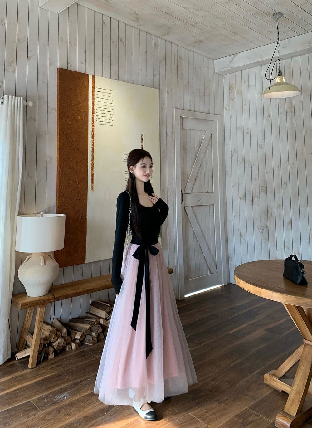 프랑스식 부드러운 바람 드레스 배색 패치워크 생일 치마 아이들 가을 겨울철 품격 레이스업 허리 수축 망사 롱 스커트 상세 이미지 14