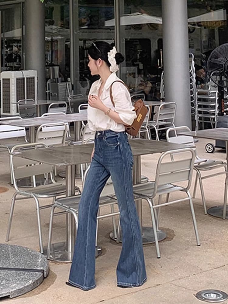 모방 주간 실크 원단 레이스 레이스 하나 레이스 긴팔 폴로 칼라 디자인 센스 화이트 셔츠 높음 지혜 바람 맨위 상세 이미지 3