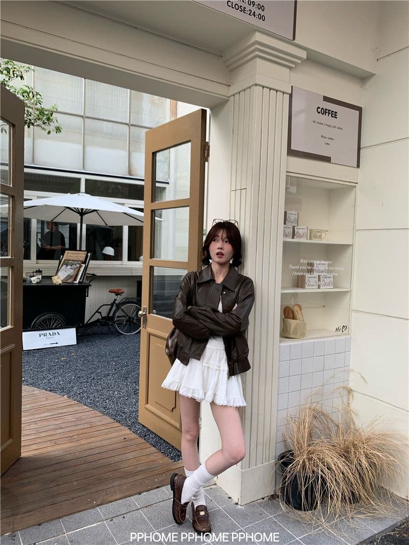광야 아름다움 라드. 브라운 아메리칸 레트로 가죽 재킷 여성 코트 가을 겨울 2026 새로운 쇼트 스타일 오토바이 서비스 pu 재킷 상세 이미지 11