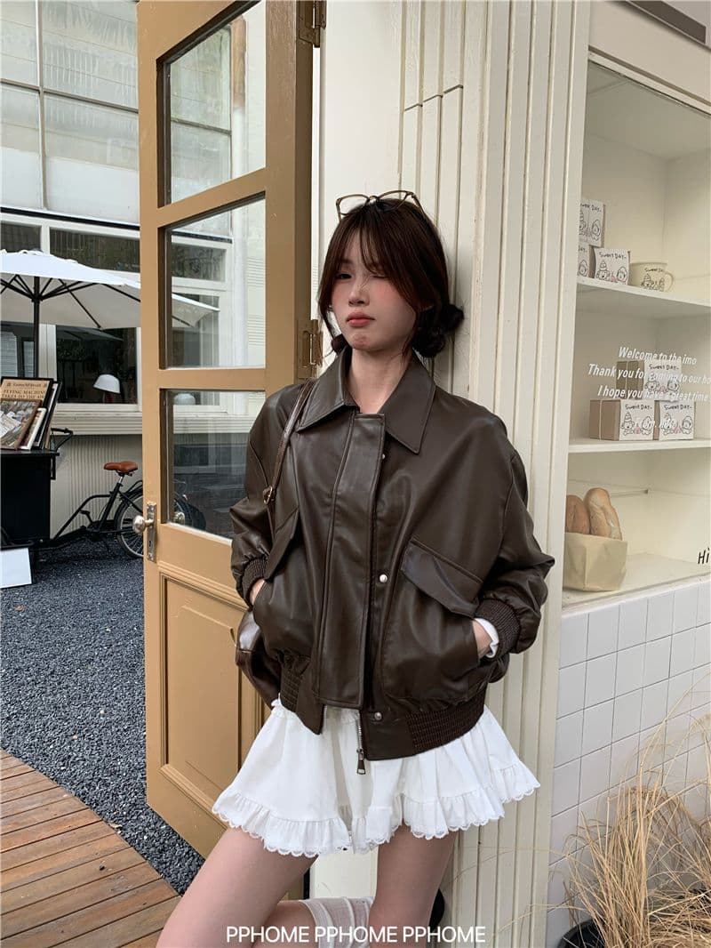 광야 아름다움 라드. 브라운 아메리칸 레트로 가죽 재킷 여성 코트 가을 겨울 2026 새로운 쇼트 스타일 오토바이 서비스 pu 재킷 상세 이미지 13