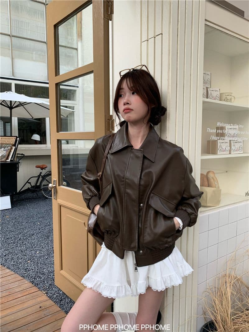 광야 아름다움 라드. 브라운 아메리칸 레트로 가죽 재킷 여성 코트 가을 겨울 2026 새로운 쇼트 스타일 오토바이 서비스 pu 재킷 상세 이미지 15