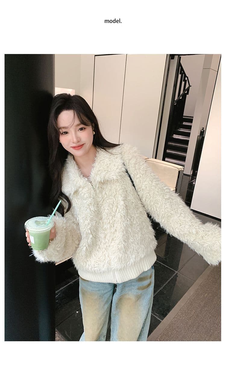 명문 여성 품격 고급 센스 양털 재킷 여성 짧은 2026 겨울 새로운 두꺼운 털이 많은 따뜻한 화이트 재킷 상세 이미지 3