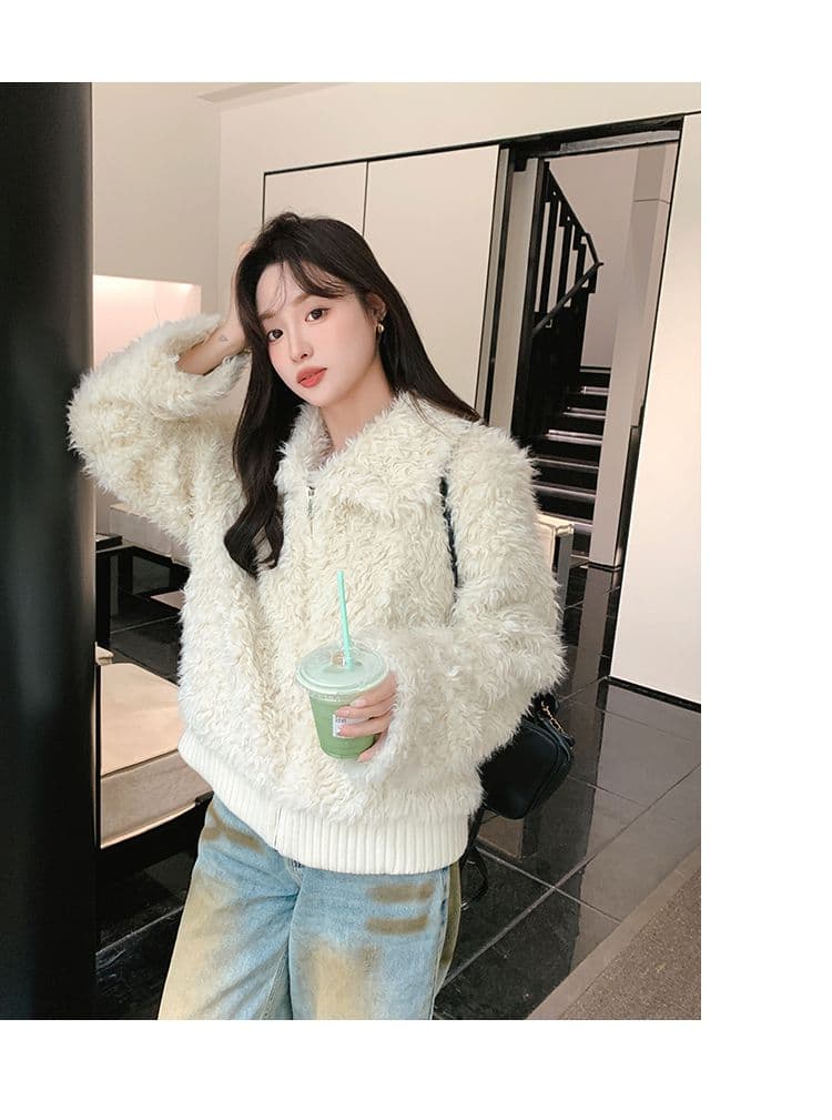 명문 여성 품격 고급 센스 양털 재킷 여성 짧은 2026 겨울 새로운 두꺼운 털이 많은 따뜻한 화이트 재킷 상세 이미지 18