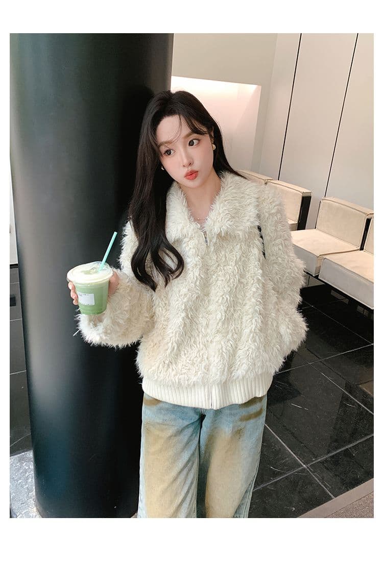 명문 여성 품격 고급 센스 양털 재킷 여성 짧은 2026 겨울 새로운 두꺼운 털이 많은 따뜻한 화이트 재킷 상세 이미지 20