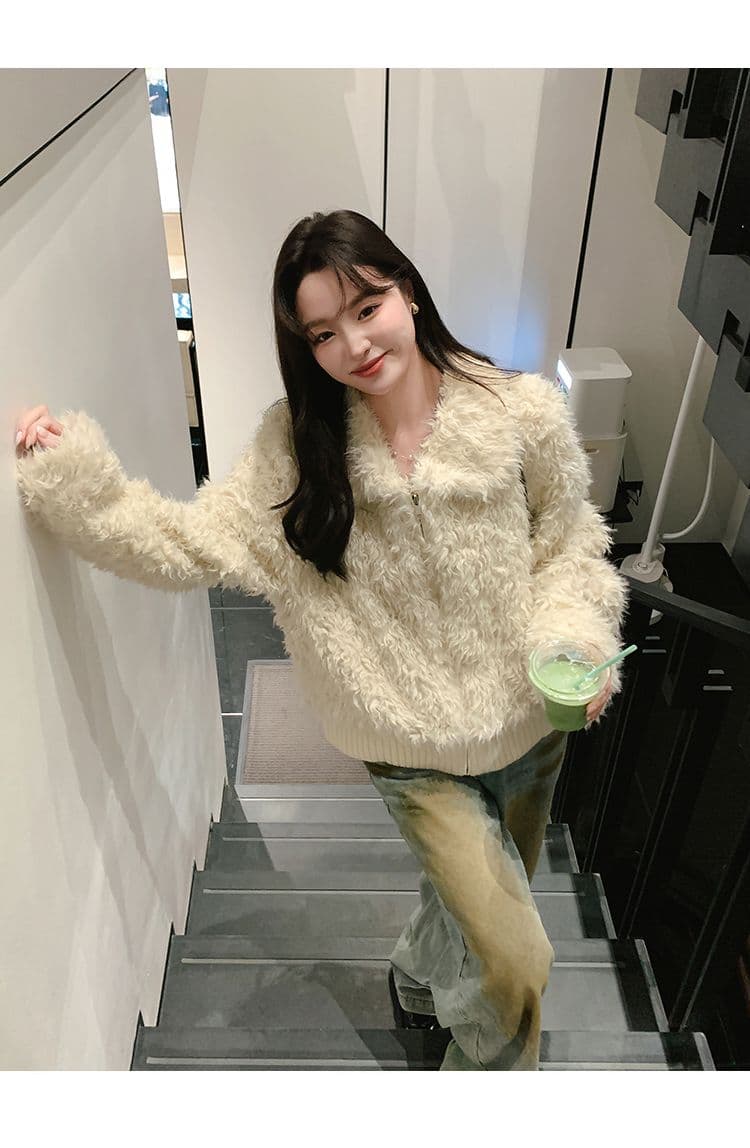 명문 여성 품격 고급 센스 양털 재킷 여성 짧은 2026 겨울 새로운 두꺼운 털이 많은 따뜻한 화이트 재킷 상세 이미지 21