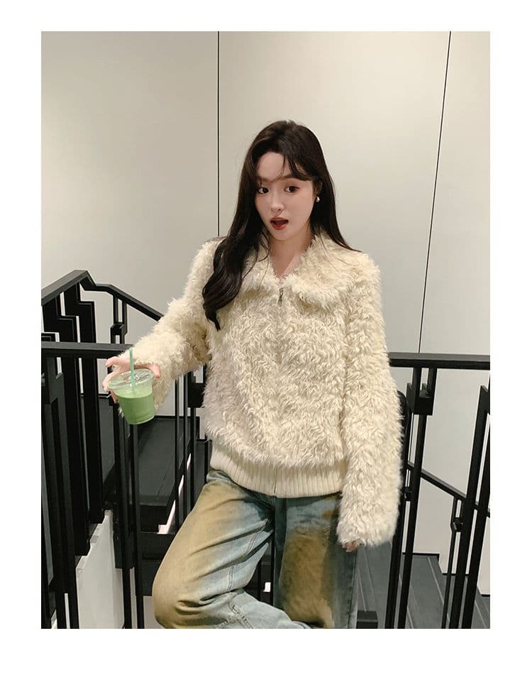 명문 여성 품격 고급 센스 양털 재킷 여성 짧은 2026 겨울 새로운 두꺼운 털이 많은 따뜻한 화이트 재킷 상세 이미지 22