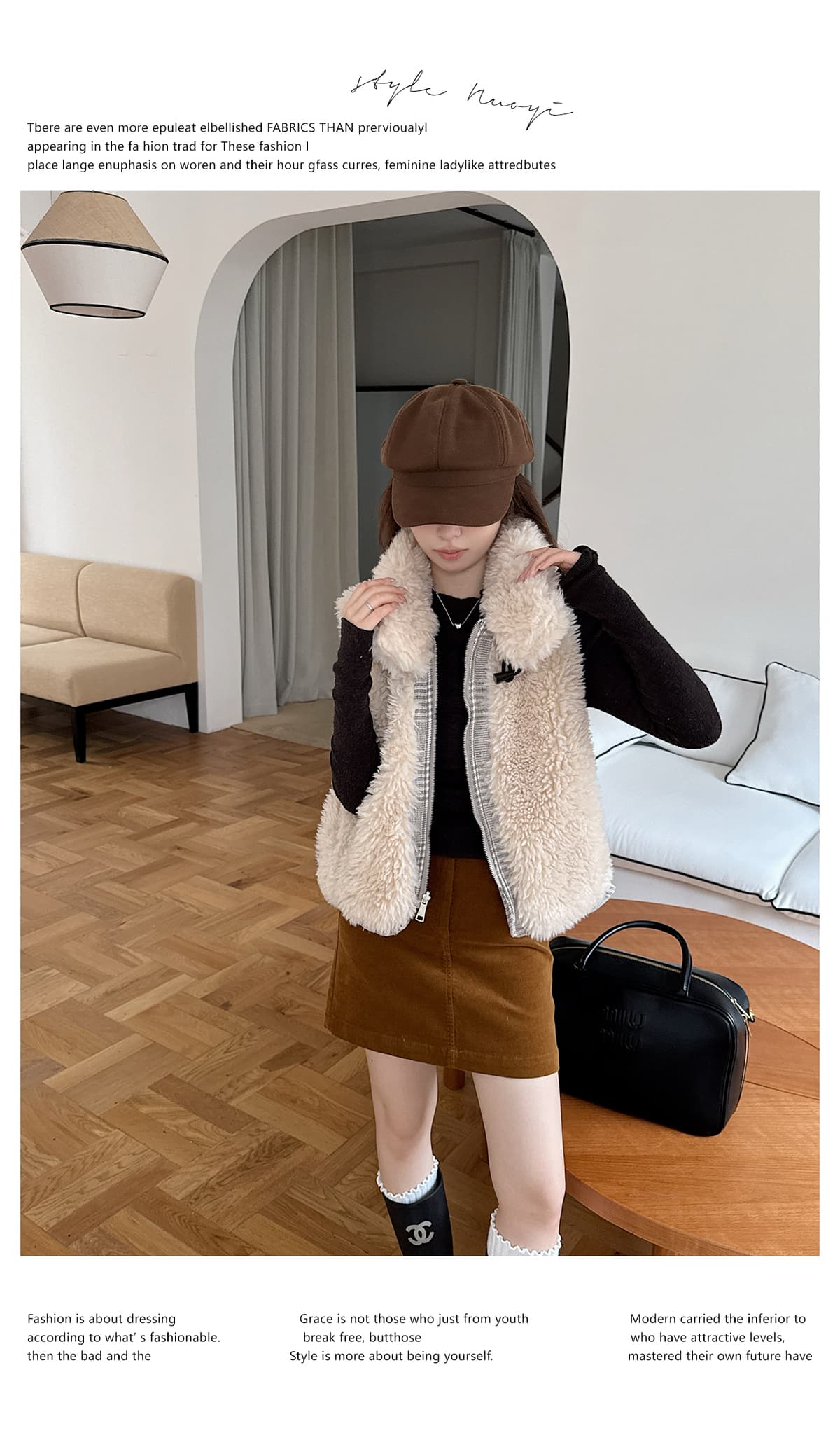 가을 겨울 새로운 양면 착용 천 그리드 버드 폴로 칼라 플리스 면 옷 베스트 조끼 여성 짧은 보온 한 부서 재킷 상세 이미지 10