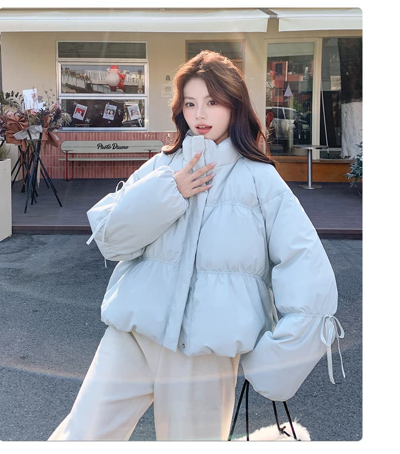 스탠드 칼라 파란색 버블 푸 다운 재킷 여성 겨울 쇼트 스타일 2026 새로운 작은 키 아래 면화 의류 패딩 재킷 두꺼움 재킷 상세 이미지 17