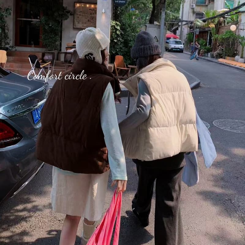 가을 겨울 새로운 다운 조끼 여자 외출용 니트 두꺼운 보온 조끼 작은 키 패션 조끼 재킷 이미지 5