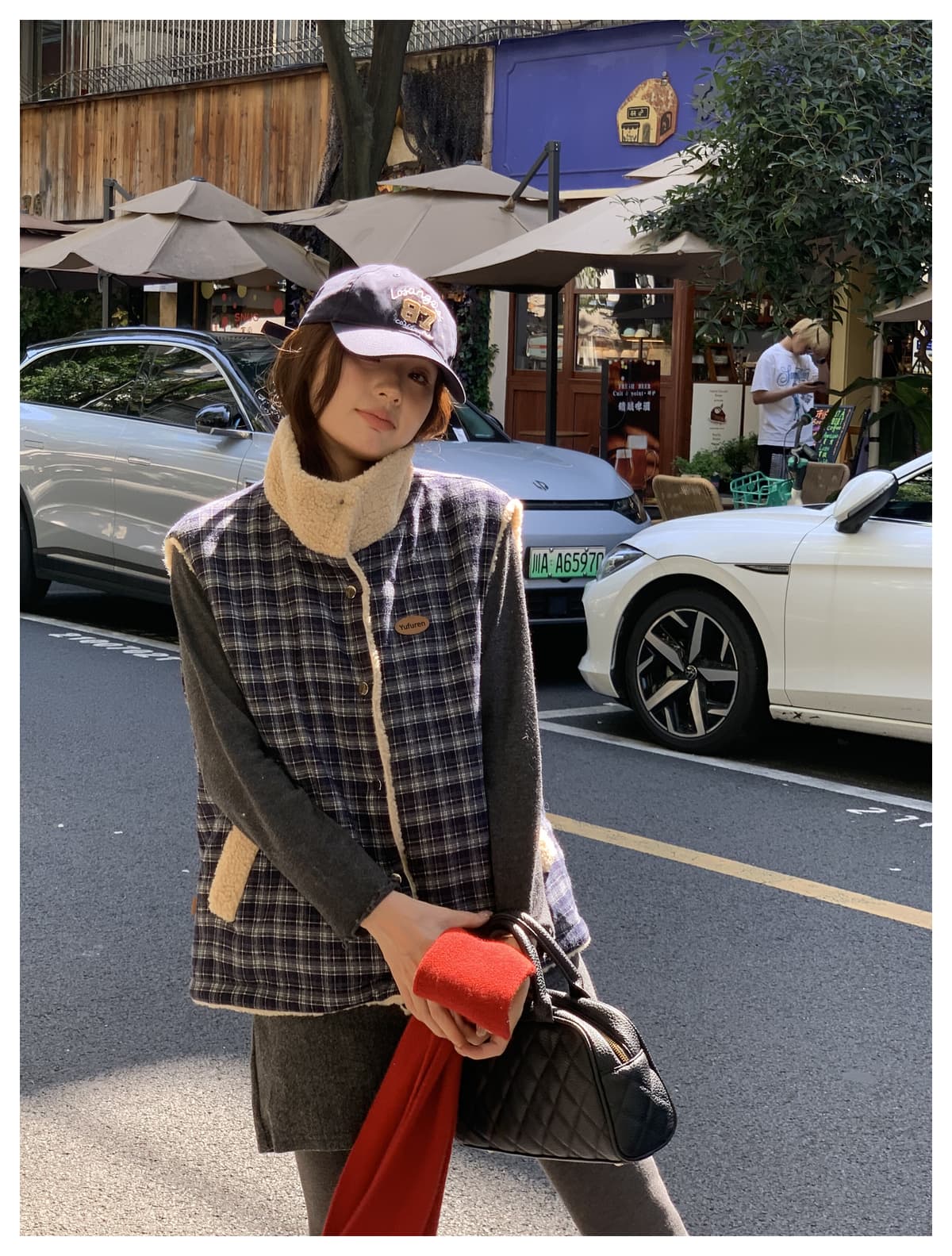 아메리칸 디자인 센스 양면 착용 체크무늬 플리스 면 옷 베스트 가을 겨울 루즈핏 캐주얼 보온 재킷 상세 이미지 21