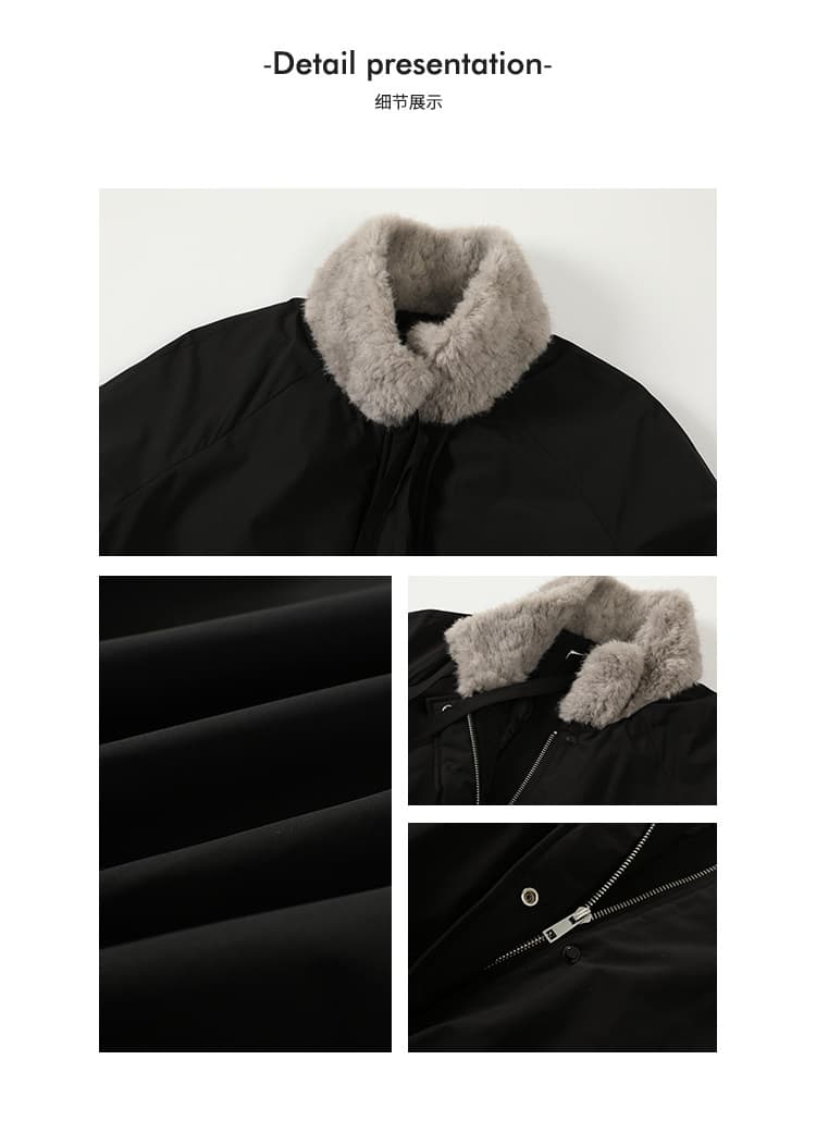new empire26 겨울 새로운 디자인 센스 작은 대중 맨위 모피 칼라 두꺼운 검정색 꽃밭 면 의류 여성 코트 상세 이미지 3